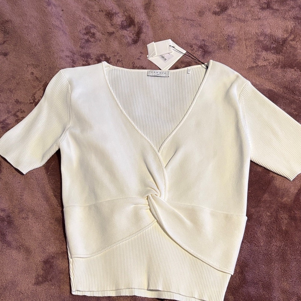 Sandro Ivory Knit Top